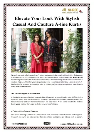 Elevate Your Look With Stylish Casual And Couture A-line Kurtis