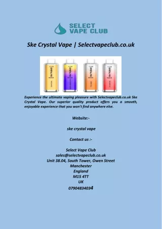 Ske Crystal Vape  Selectvapeclub co uk