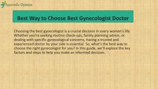 Best Way to Choose Best Gynecologist Doctor