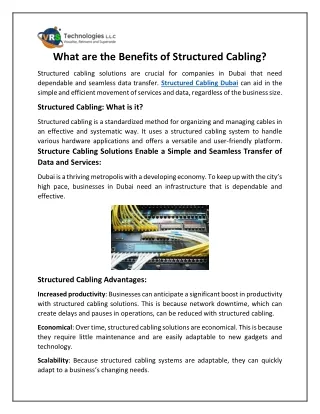 What are the Benefits of Structured Cabling?