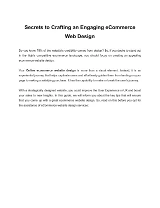 Secrets to Crafting an Engaging eCommerce Web Design