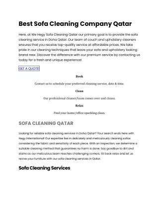 Best Sofa Cleaning Company Qatar