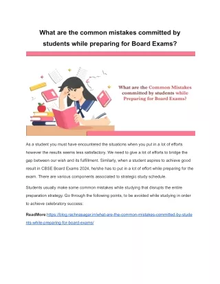 What are the common mistakes committed by students while preparing for Board Exams