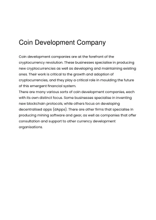 Cryptocurrency development