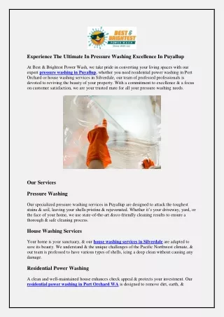 Experience The Ultimate In Pressure Washing Excellence In Puyallup