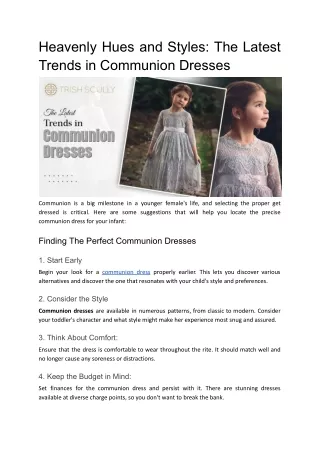 Heavenly Hues and Styles_ The Latest Trends in Communion Dresses