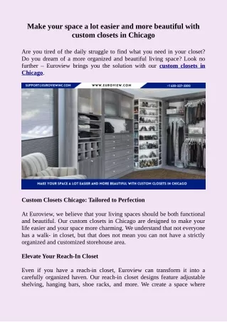 Make your space a lot easier and more beautiful with custom closets in Chicago