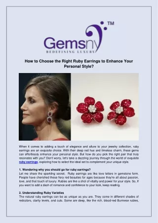 Tips for Choosing the Right Ruby Earrings to Complete Your Look