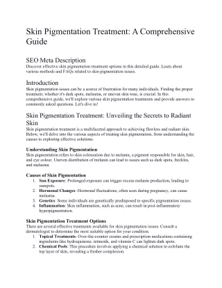 skin pigmentation treatment