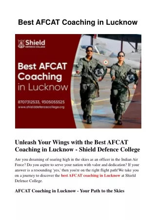 Best AFCAT Coaching in Lucknow