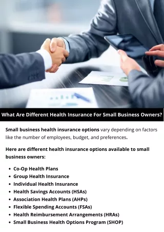 What Are Different Health Insurance For Small Business Owners?