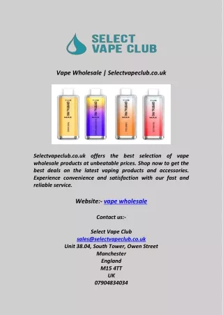 Vape Wholesale   Selectvapeclub co uk