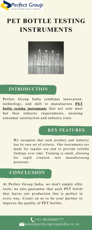 Pet bottle testing instruments | Perfect Group India