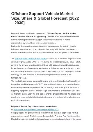 Offshore Support Vehicle Market