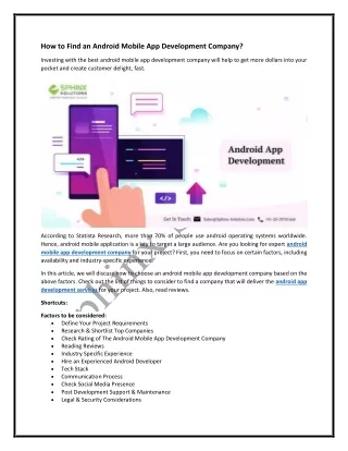 How to Find an Android Mobile App Development Company