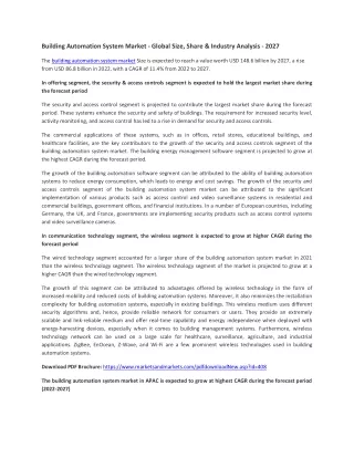 Building Automation System Market