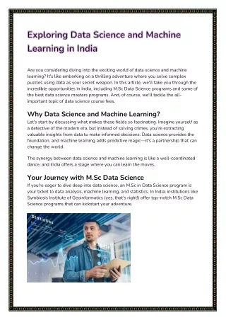 Exploring Data Science and Machine Learning in India