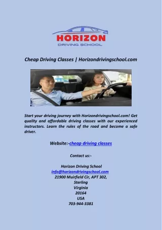Cheap Driving Classes   Horizondrivingschool com