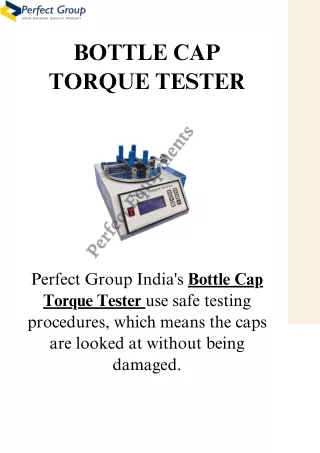 Bottle cap torque tester |  Perfect Group India