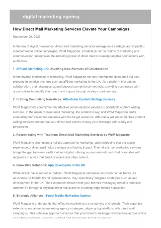 How Direct Mail Marketing Services Elevate Your Campaigns
