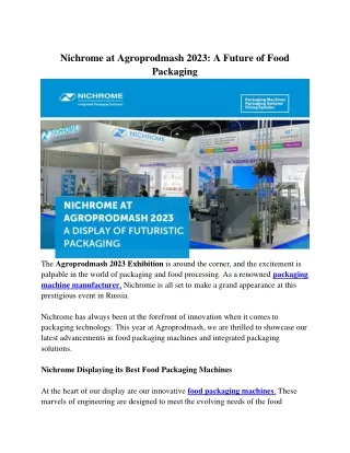 Nichrome at Agroprodmash 2023 A Future of Food Packaging