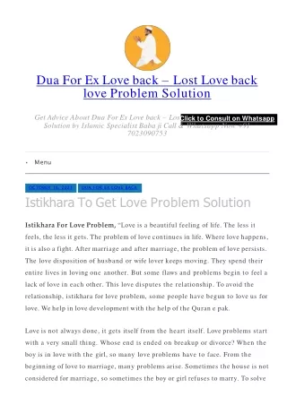 Istikhara To Get Love Problem Solution