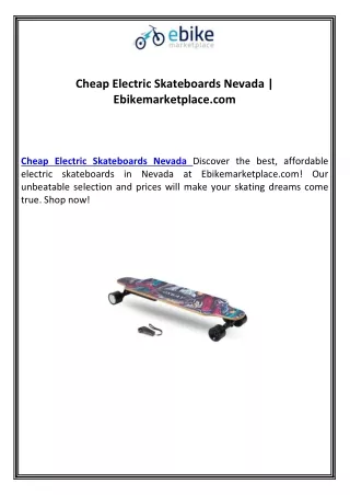 Cheap Electric Skateboards Nevada | Ebikemarketplace.com