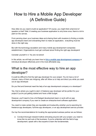 How to Hire a Mobile App Developer (A Definitive Guide)
