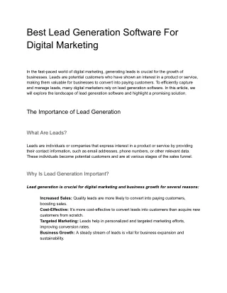 Best Lead Generation Software For Digital Marketing