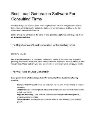 Best Lead Generation Software For Consulting firms