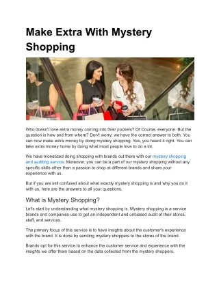Make Extra With Mystery Shopping