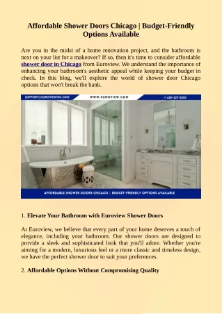 Affordable Shower Door Chicago _ Budget-Friendly Options Available