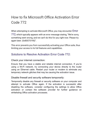 Error Code 772