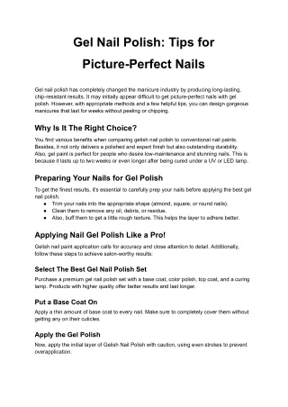 Gel Nail Polish Tips for Picture Perfect Nails