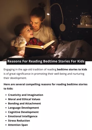 Reasons For Reading Bedtime Stories For Kids