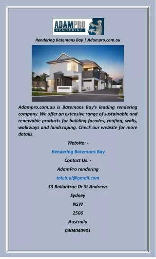 Rendering Batemans Bay  Adampro.com