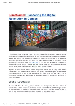 iLimeComix-Pioneering the Digital Revolution in Comics