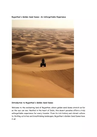 Rajasthan's Golden Sand Dunes_ An Unforgettable Experience