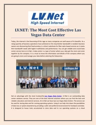 LV.NET The Most Cost Effective Las Vegas Data Center