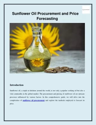 Sunflower Oil Procurement and Price Forecasting