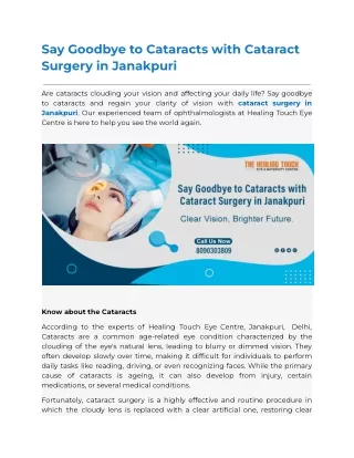 Cataract Surgery in Janakpuri