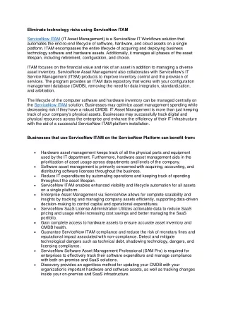 Eliminate technology risks using ServiceNow ITAM