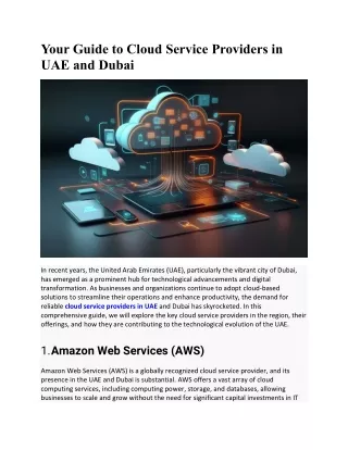 Your Guide to Cloud Service Providers in UAE and Dubai