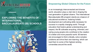 EXPLORING THE BENEFITS OF INTERNATIONAL BACCALAUREATE (IB) SCHOOLS