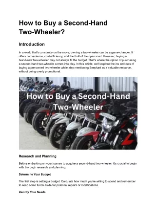 How to Buy a Second-Hand Two-Wheeler?