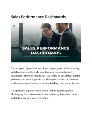 Sales Performance Dashboards
