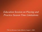 Education Session on Playing and Practice Season Time Limitations