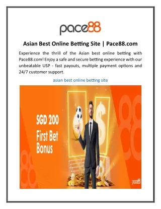 Asian Best Online Betting Site  Pace88.com