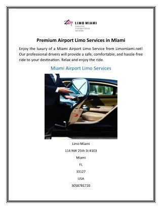 Premium Airport Limo Services in Miami