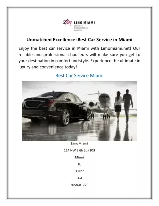 Unmatched Excellence Best Car Service in Miami